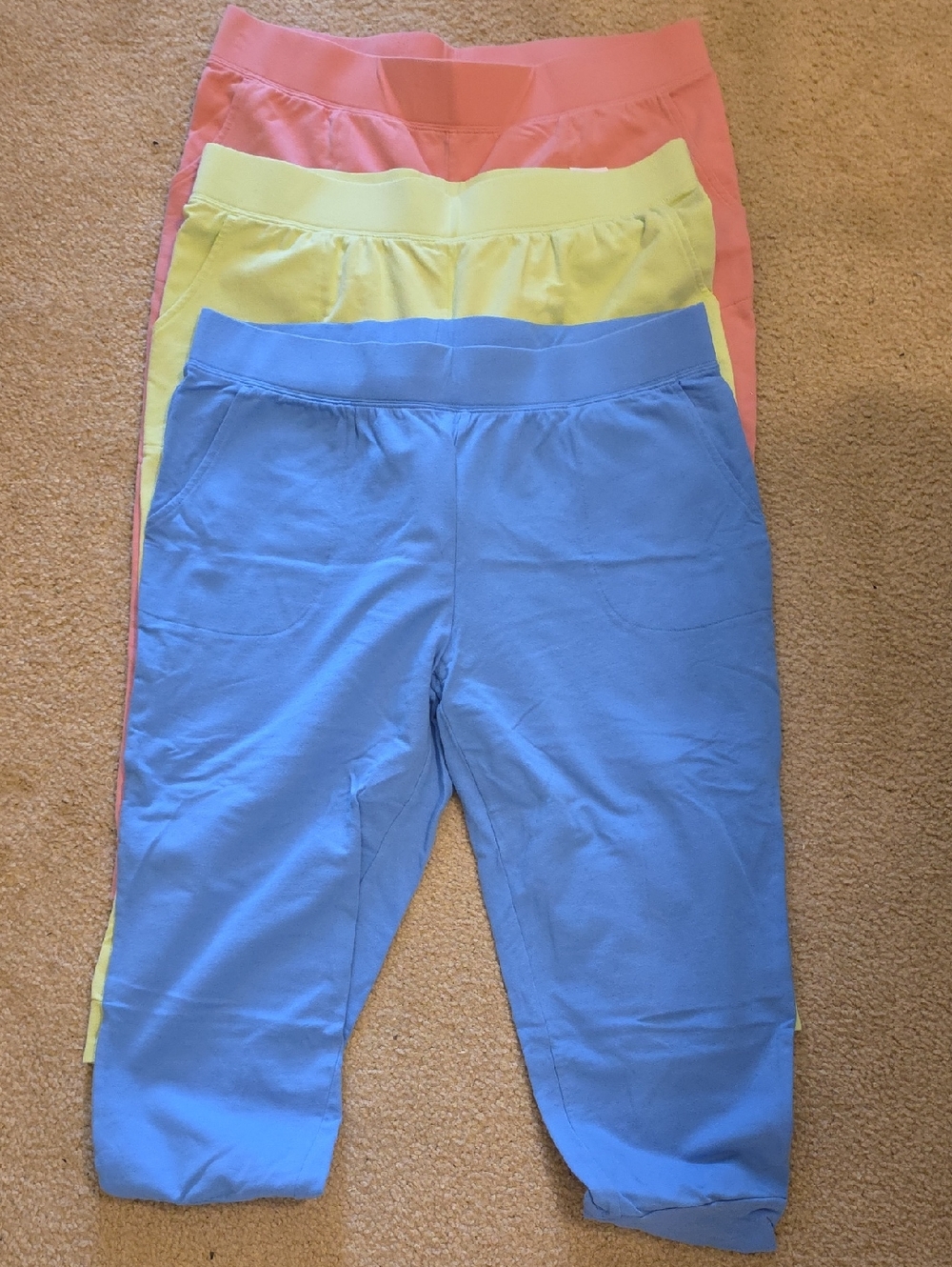 Bundle Of Denim&Co Pink, Green & Blue Capri Joggers